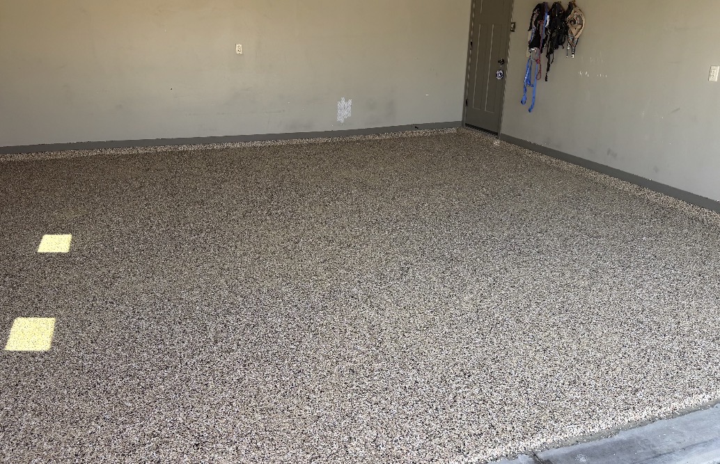Flake epoxy garage floor